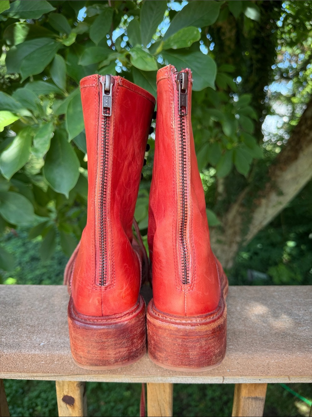 Free People Red Leather Combat Boots - Picture 5 of 6
